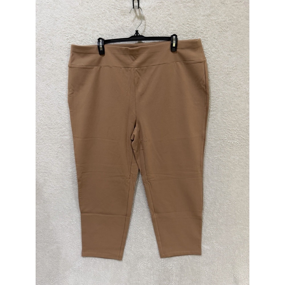 Susan Graver Pull On Pant Size 1XP Light Brown Weekend Essentials Cropped Casual